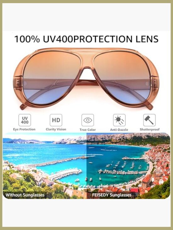 Retro Oversized Aviator Sunglasses Vintage 70s Style Big Square Shield main image 6